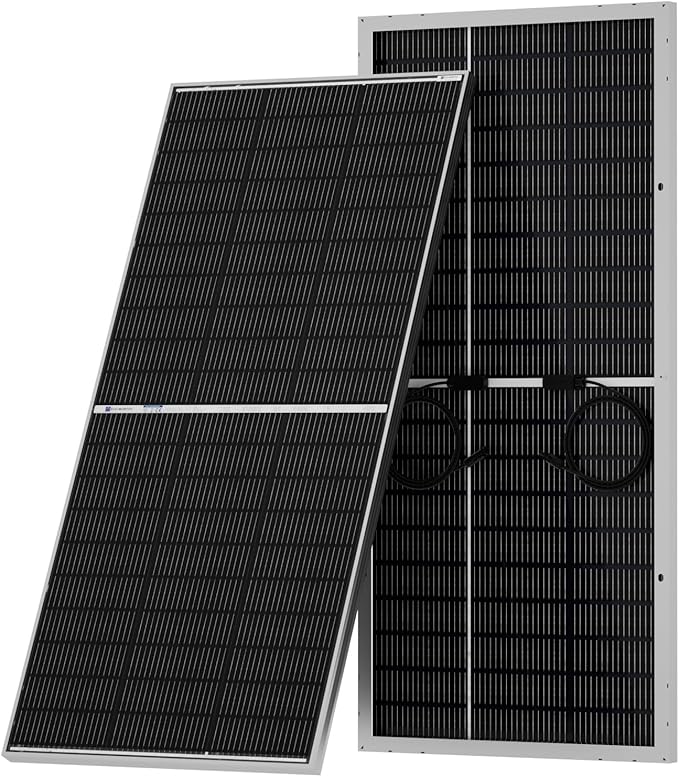 ECO-WORTHY 195W N-Type 18BB Bifacial Solar Panel 1PC 12 Volt Monocrystalline Solar Panel with 25% High Conversion Efficiency Ideal for RV Boat Roof FarmHome &amp Off-Grid Applications