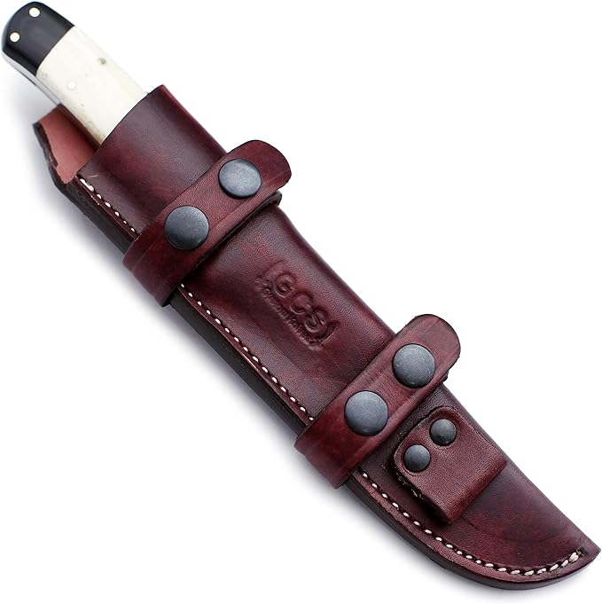 GCS Handmade Bone Handle D2 Tool Steel Tactical knife for Hunting Camping and Bushcraft with leather sheath &amp Full tang blade designed for Hunting &amp EDC GCS 15