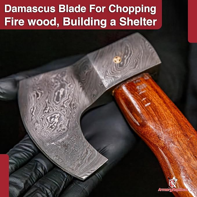 Armory Replicas Descendant of The Gods Damascus Steel Functional Bearded Outdoor Axe