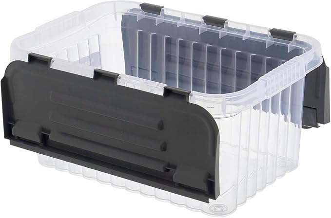 Superio Storage Bins with Lids 10.5 Quart (6 Pack) Clear Boxes for Organizing Stackable Plastic Containers- Grey Lid BPA Free Non-Toxic Odor Free Organizer for Home Office Dorm