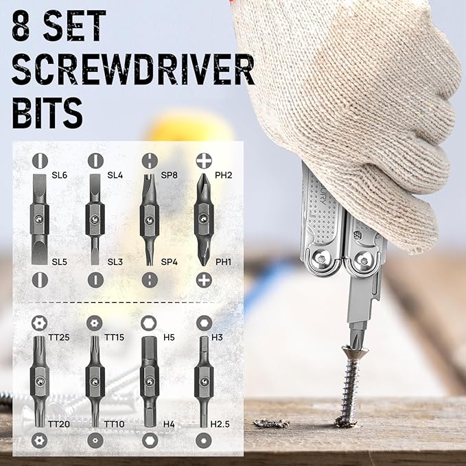 BIBURY Multitool Pliers Pro BI2049 3Cr13 Multi Tool with Large Saw Blade YG10 Tungsten Wire Cutters EDC Multi Tool w/Scissors and Screwdirver Set for Outdoor Hunting Survival Camping Gift for Men
