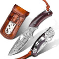 Handmade Damascus Steel Flipper Folding Knife with Pocket Clip Liner Lock Tactical Knife for Camping Hunting Fishing and EDC
