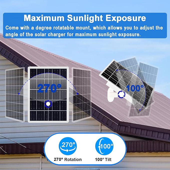 8W Solar Panel Built-in with 12000mAh Battery for Security Camera Outdoor 3in1 Plug Charger Panel for Ring/Eufy/Wyze Battery cam Support Emergency Power for Camping Hiking Lights Phones Tablet PC