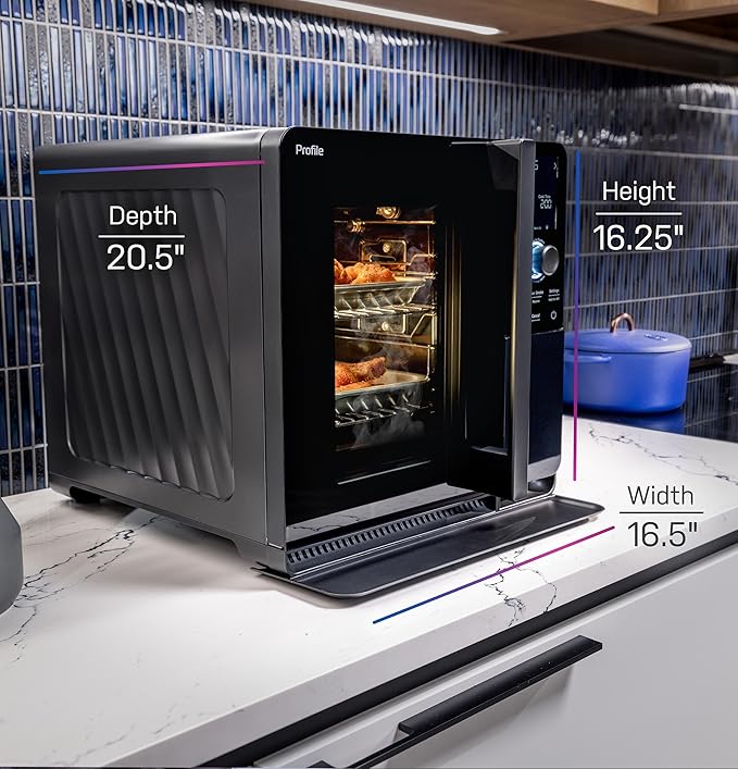 GE Profile™ Smart Indoor Pellet Smoker with Active Smoke Filtration 5 Smoke Control Settings WiFi Connected Electric Countertop BBQ Appliance Black