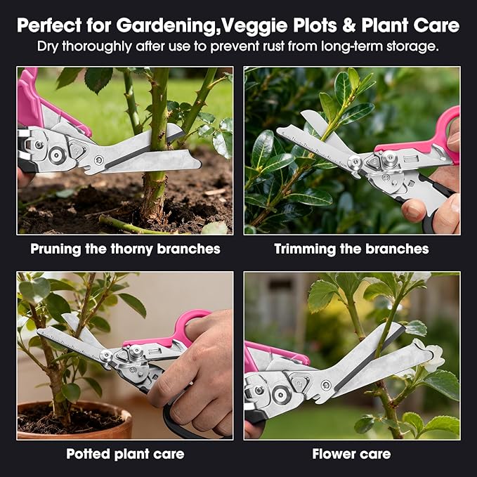 trauma shears foldable emergency scissors combining 6 functions into one suitable for outdoor camping emergency rescue and wilderness survival. (black-pink)