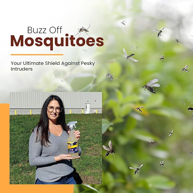 Natural Mosquito Control Ready to Use Spray Repels Mosquitoes Ticks Fleas Flies Gnats and Chiggers Away (32 oz Ready to use)