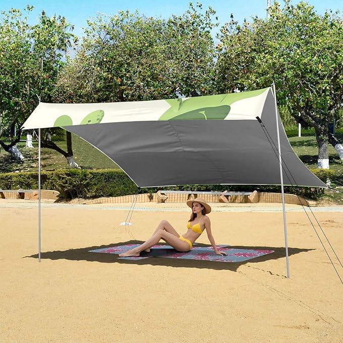 ALAZA Cartoon Turtle Pattern Beach Tent Sun Shelter Portable Canopy Sunshade for Outdoor Camping Picnics Backyard Fun 10x9 ft