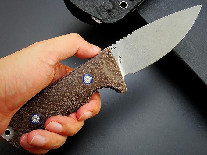Eafengrow EF133 Fixed Blade Knife DC53 Steel Blade Micarta Handle Full Tang Compact Tough EDC Tool Knifes for Working Camping Hiking