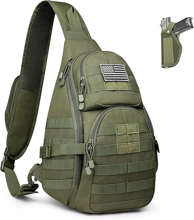 G4Free Tactical EDC Sling Backpack Military Rover Shoulder Sling Bag Pack with Pistol Holster for Concealed Carry | EDC Pack Pistol Holster Concealed Carry