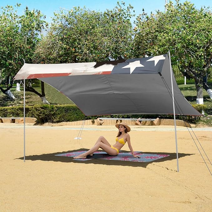 ALAZA Cat Hole Flag Beach Tent Sun Shelter Portable Canopy Sunshade for Outdoor Camping Picnics Backyard Fun 10x9 ft
