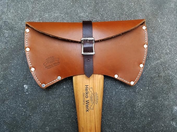 1844 Helko Werk Germany Leather Axe Sheath - Brown Leather Single Compartment 36 Inches Open Top