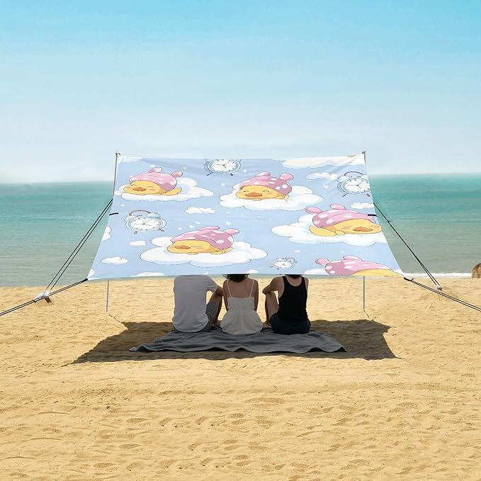 ALAZA Duck Sleeping Beach Tent Sun Shelter UPF50+ Protection Beach Shade Canopy w/ 4 Sandbags for Outdoor Camping Fishing Backyard Fun Picnic 10x9 ft