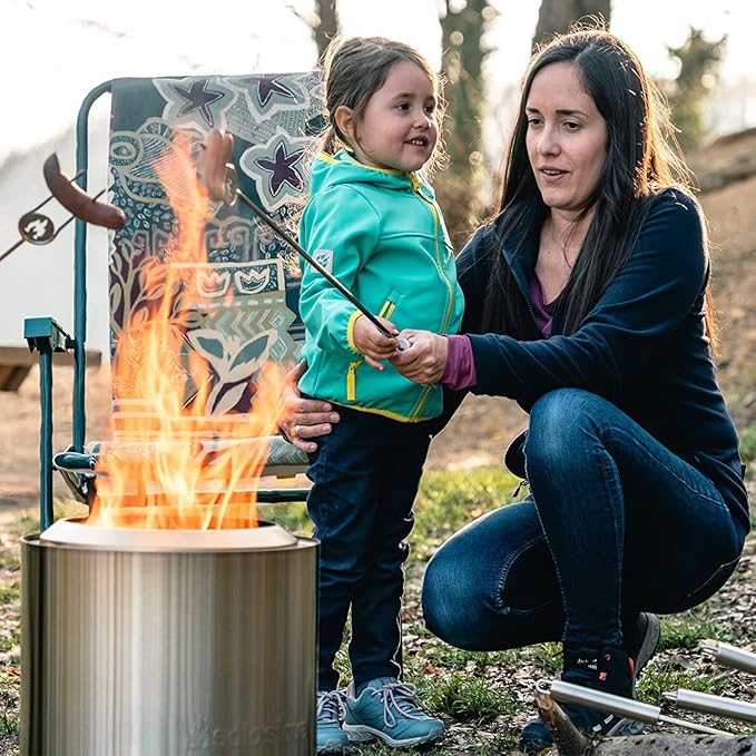 Solo Stove Ranger 2.0 15 Inch Smokeless Fire Pit – Portable Stainless Steel Outdoor Fireplace with Carry Case - Lightweight Fireplace Removable Ash Pan Ideal for 2-4 People 15lbs