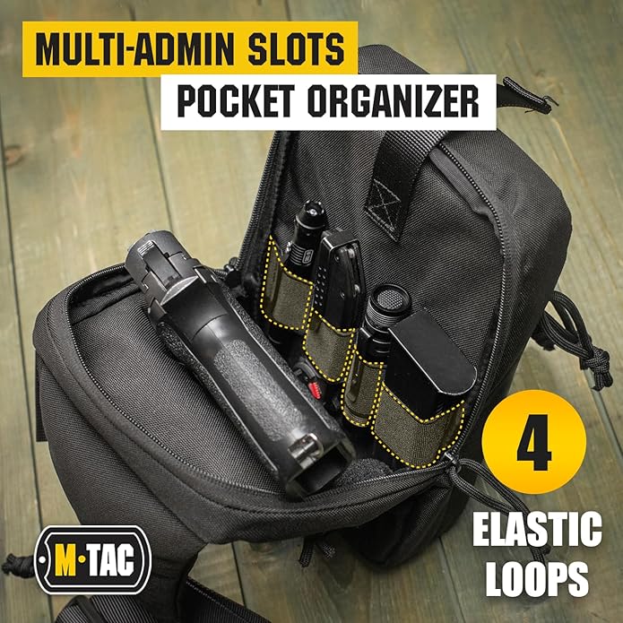 M-Tac Tactical Bag Shoulder Chest Pack with Sling for Concealed Carry &amp Morale Patch Jolly Roger Pirate Flag - PVC Patches