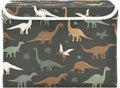 Storage Bins with Lids Storage Containers Box Organizer Bin Basket with Handles for Closet Shelves Clothes Stackable Foldable Decorative Green and Brown Dinosaurs