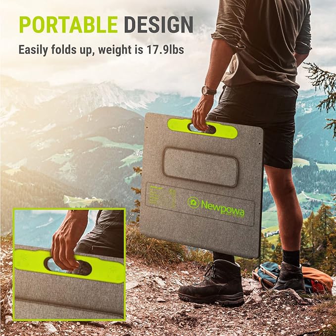 Newpowa 200W Portable Solar Panel Kit with Adjustable Kickstand Case200Watt 12Volt Foldable Panel+20A MPPT Controller+20FT Controller Cable+20ft 12AWG