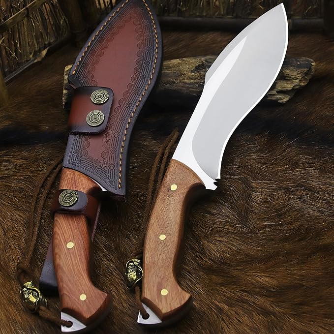 BA-KOR (Survivor III) 35.5CM (14.2 ) DC53 steel 10mm thickened full Tang fixed knife+ leather sheath &amp(5.9IN) Cerium Igniter suitable for outdoor hunting cutting chopping camping obstacle re