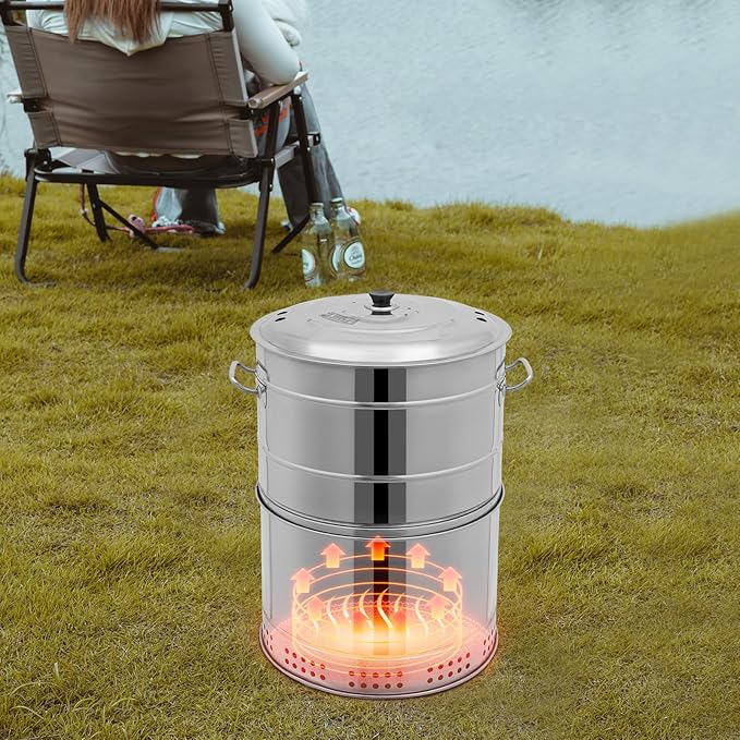 Stainless Steel Barrel Charcoal Smoker Large Portable Charcoal Grills 26 Inch BBQ Grill for Outdoor Cooking Barbecue Party
