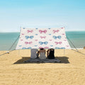 ALAZA Blue Pink Bow Heart Pattern Beach Tent Sun Shelter Portable Canopy Sunshade for Outdoor Camping Picnics Backyard Fun 10x9 ft