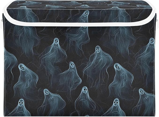 AIXIWAWA Lidded Storage Cube (Halloween Pattern) Fabric Foldable Closet Bins with Flip Lid and Handles Organizer Basket Container 16.5 x 12.6 x 11.8 IN