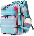Lovelinks21 25L Tactical Military Backpack Small Travel Backpack for Men and Women Assault Pack Bug Out Bag Molle Daypack Gym Backpack with Bottle Holder (Rainbow Tie Dye)