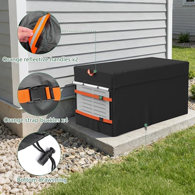 Generator CoverOutdoor Waterproof Generator Cover for 7043 22KW Home Standby GeneratorBlack All-Weather Protection Material51W x 28D x 29H