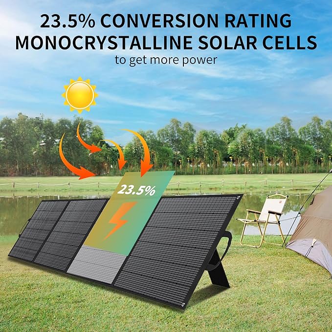 400W Portable Solar Panel for Power Station Generator400 Watt Foldable Solar Panel Charger with MC4 Output3-in-1 DC Connector23.5% High Efficiency for Outdoor Camping RV Travel (400W)
