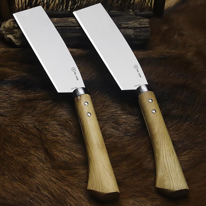 BA-KOR (Pioneer ) (15) DC53 steel 6mm thickened full Tang fixed knife+ Wooden sheath &amp(5.9IN) Cerium Igniter suitable for outdoor hunting cutting chopping camping obstacle removal explorati