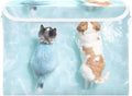 Storage Cube with Lid Swimming Dog Cat Print 16.5×12.6×11.8 IN Collapsible Large Capacity Foldable Storage Basket Bin Organizer