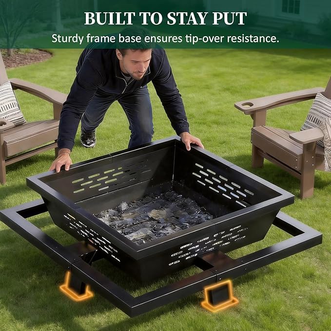 36 Inch Fire Pit for Outside Outdoor Wood Burning Firepit with Poker Heavy Duty Fire Pit for Camping Backyard Patio