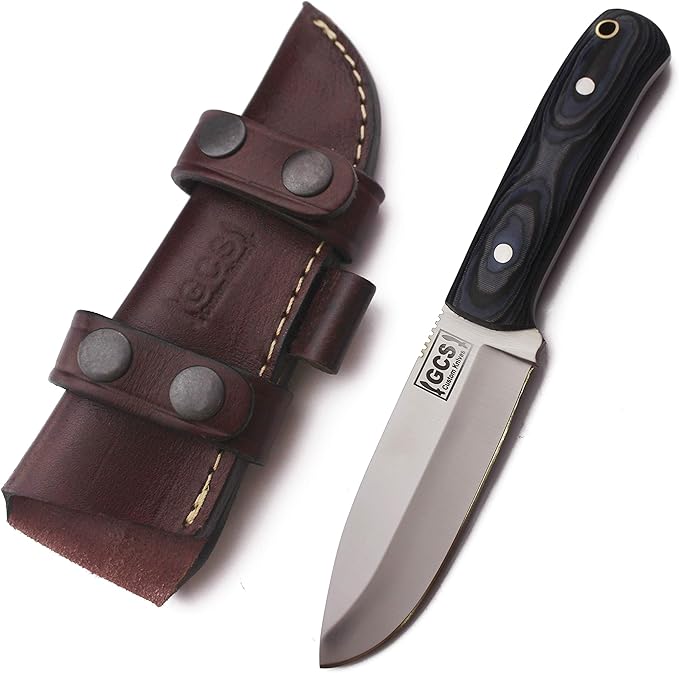 GCS Custom Handmade Black Micarta with Bone Spacer Handle D2 Tool Steel 15 Knife Buffalo Hide Sheath GCS129