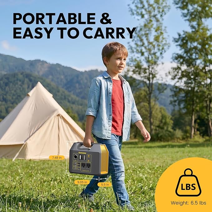 Portable Power Station EnginStar 300W Solar Generator 110V 296Wh Power Bank Two Pure Sine Wave AC Outlet 80000mAh Lithium Battery Pack for Camping Outdoors Trip RV Hunting Vans Emergency Backup