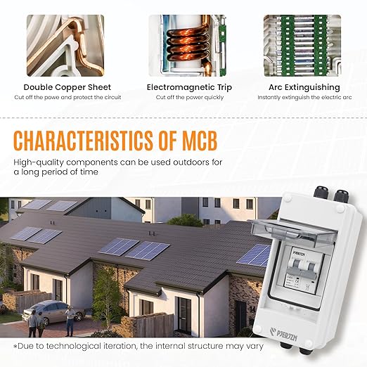 Solar Panels Disconnect Switch 40A 1000VDC PV Shut Off Switch Outdoor Circuit Breaker Box IP65 Waterproof UV-Proof