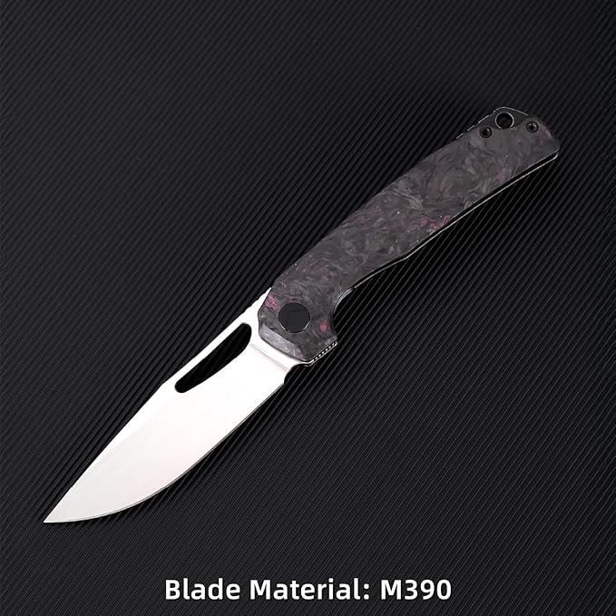 Pocket Knife 3.5 M390 Blade Folding Knife Hunting Knife Survival Knife with Pocket Clip EDC Knives for Hunting Camping Survival Outdoor Fishing Hiking (Purple&ampBlack)