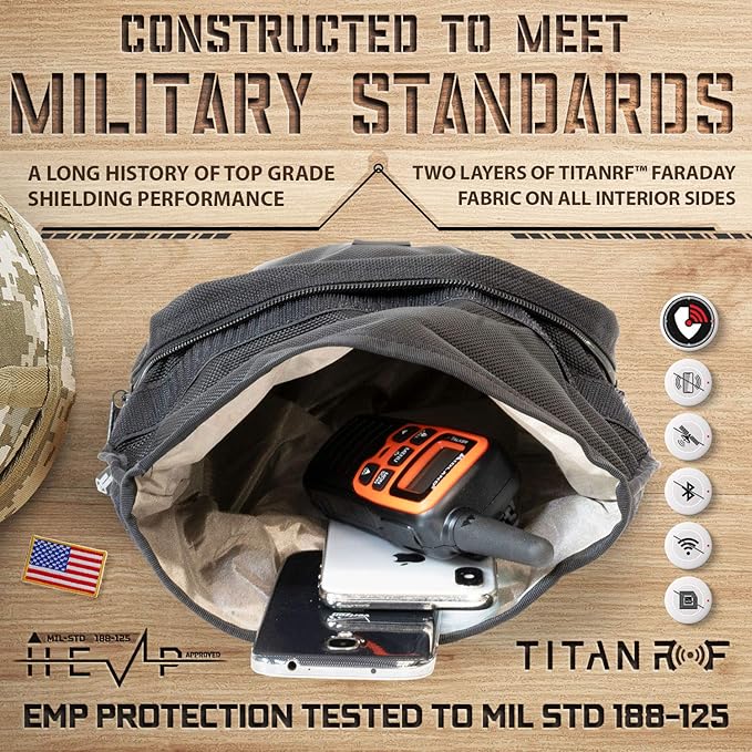 Mission Darkness MOLLE Faraday Pouch // Military-Grade Bag with RF Signal Blocking Liner Attaches to MOLLE Webbing Systems // Anti-Hacking &amp Tracking Assurance Data Privacy for Handheld Devices