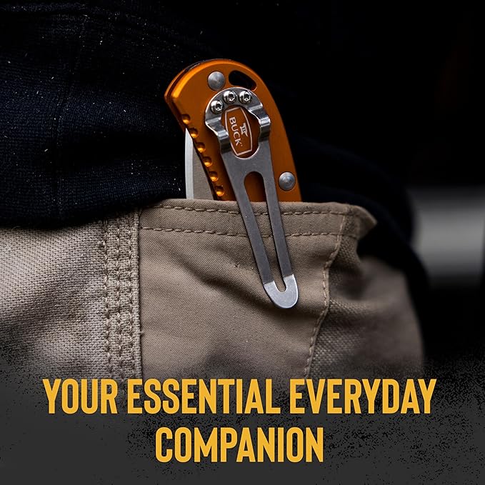 Buck Knives 722 Spitfire Folding EDC Knife 3-1/4” Pocket Knife Blade Lockback Design Aluminum Handles 420HC Stainless Steel Drop Point Folding Blade Made in the USA Gray 3.2 oz