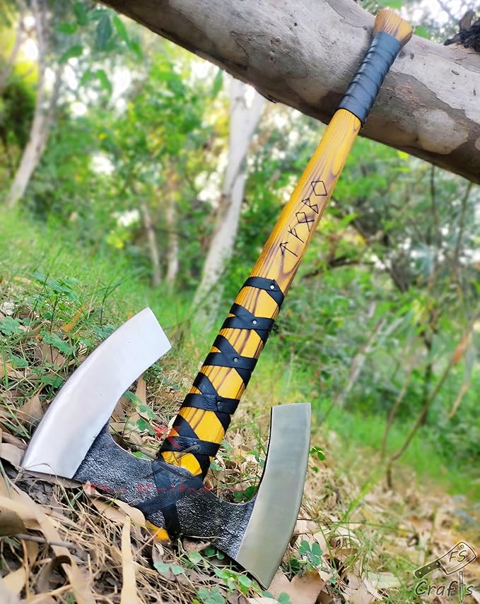 FS Crafts AxeVS003C 34 Double Head Berserker Axe Two Hand Axe Broad Axe Hewing Axe Double Edged Battle Axe Large Norse Axe Double Blade Axe Big Viking Axe Hand Forged Axe Blade Axe