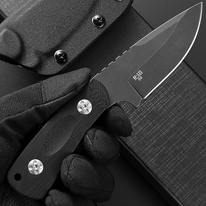 Eafengrow EF121 EDC Fixed Blade Knife D2 Blade Steel G10 Handle with Kydex Sheaths for Outdoor Activities Camping