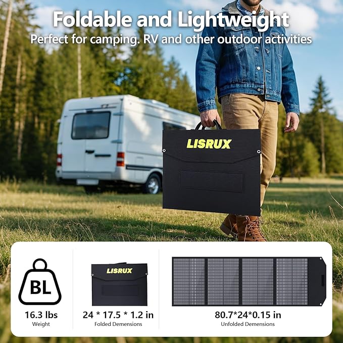 200W Portable Solar Panel Foldable Solar Panel Power Backup Solar Charger for Power Station Generator IP67 Waterproof 200 Watt Solar Panels for Camping RV Power Blackout