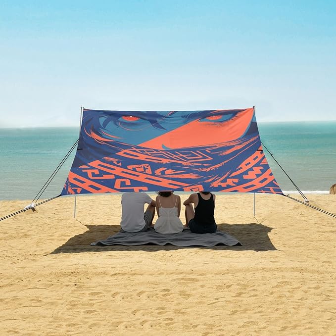 Anxious Man Midnight Blue Beach Tent &amp Canopy UPF50 Lightweight Large Portable Sun Shelter with Sand Pockets for Camping Fishing Backyard Fun