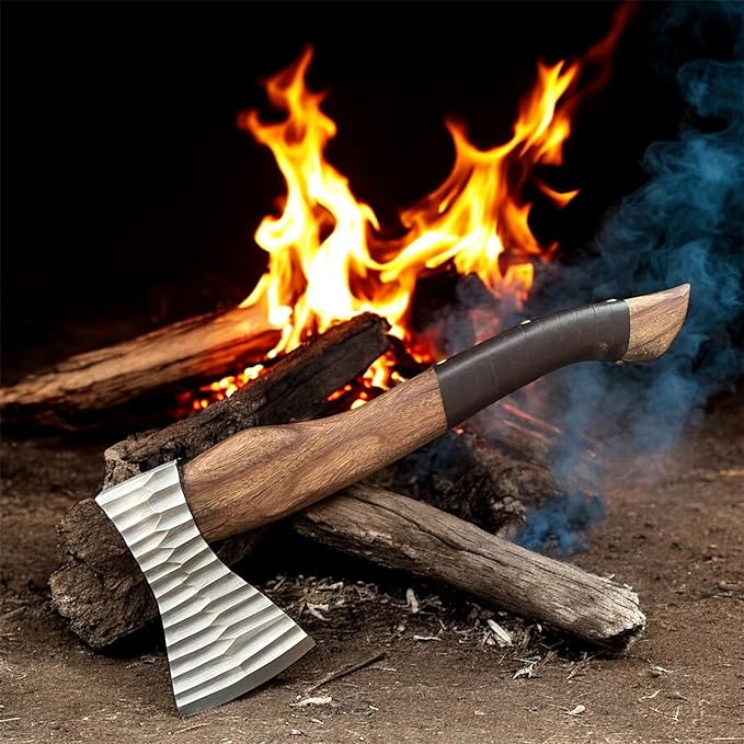 Poshland AX-72 Custom Handmade 16 Inches High Carbon Steel Axe - Gorgeous and Solid Rose Wood Handle