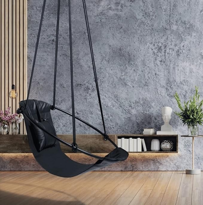 Hanging Egg Chair - Handmade Scandinavian Style Hammock Swing Chair Hanging Chair for Bedroom Indoor &amp Outdoor Patio Swing Double-Layered Faux Leather