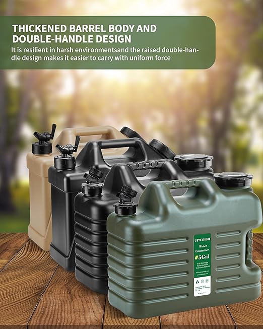 UPWOIGH 5 Gallon Water Jug Camping Water ContainerTruly No Leakage Water StorageLarge Military Green Water TankBPA Free Portable Emergency Water Containers for Outdoors Hiking Accessories