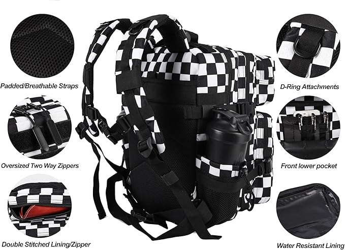 LHI Tactical Military Backpack for Men and Women 25L/35L Army Assault Pack Bag Small Rucksack with Bottle Holder