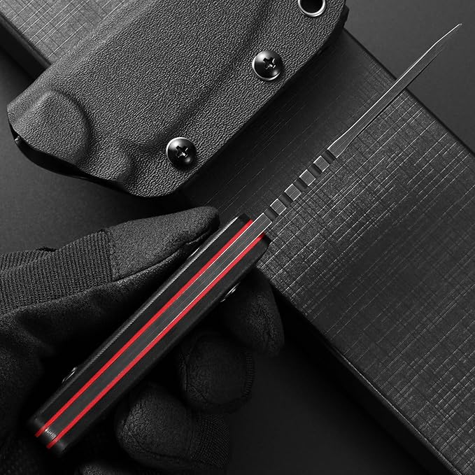Eafengrow EF121 EDC Fixed Blade Knife D2 Blade Steel G10 Handle with Kydex Sheaths for Outdoor Activities Camping