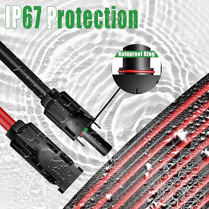 Twin Wire Solar Extension Cable 100FT - 10AWG (6mm²) Solar Panel Tinned Copper Wire for Outdoor Automotive RV Boat and Marine Use - Black &amp Red