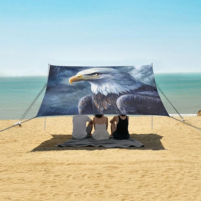 ALAZA Eagles Storm Rain Beach Tent Sun Shelter Portable Canopy Sunshade for Outdoor Camping Picnics Backyard Fun 10x9 ft