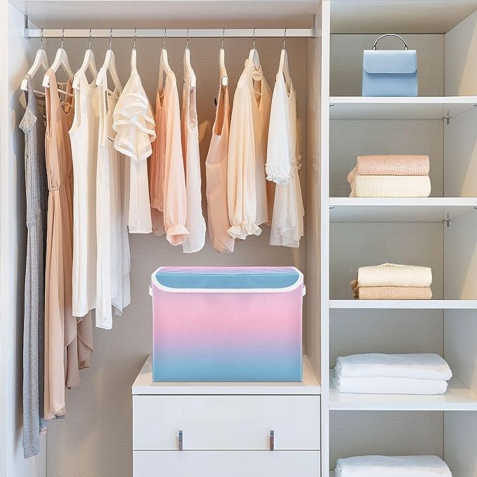 Gradients Storage Bin with Lid Stackable Box Storage Quart Storage Bin for Dorm Room Office Basket