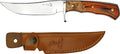 Elk Ridge - Fixed Blade Knife 9.5-in Overall Satin Finish Stainless Steel Blade 2 Tone burl Wood Handle Genuine Leather Sheath Hunting Camping Survival