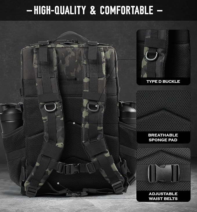 Military Tactical Backpack for Men 45L Molle Army 3 Days Assault Pack Bug Out Bag Water Resistant